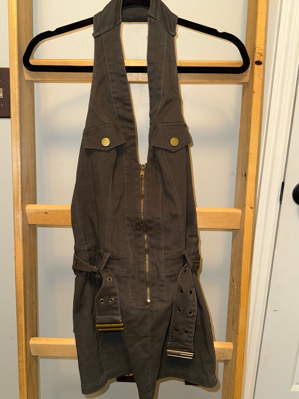 NWT Fashion Nova Brown Utility Halter Jumpsuit Romper